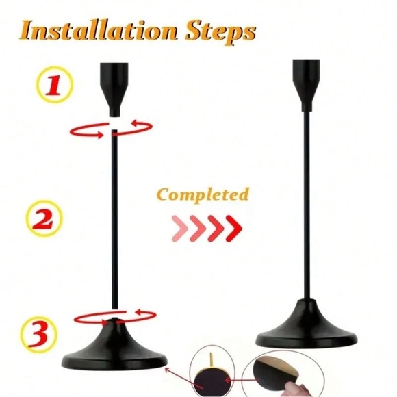 Black Candle Holders Set 12 pieces - Picture 4 of 4